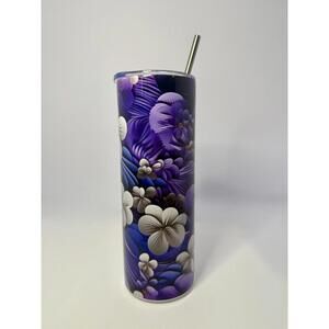 20 oz African Violets Stainless Steel Tumbler with Lid, Straw
